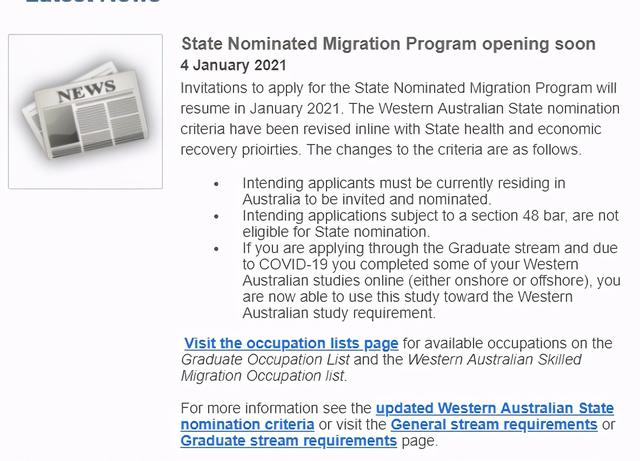 西澳更新州担保移民信息，1月将发放配额，申请人须在澳洲境内